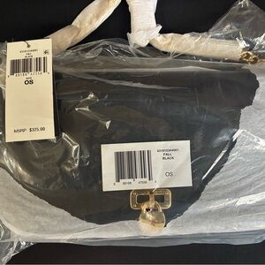 Black Leather Shoulder Bag with Gold Accents Ralph Lauren